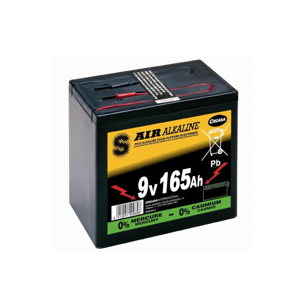 Pile pour clôture électrique air alcaline 9V 165Ah 1300Wh 6AS3/165