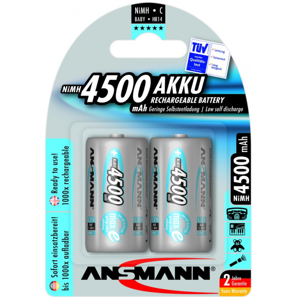 2 piles rechargeables Ansmann C LR14 1.2V 4500mAh