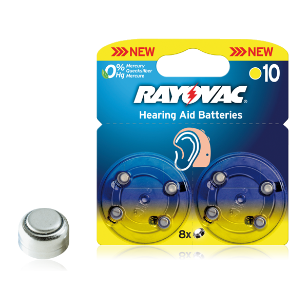 8 piles auditives Rayovac AH10 / PR70 / ZA10 SOUS BLISTER